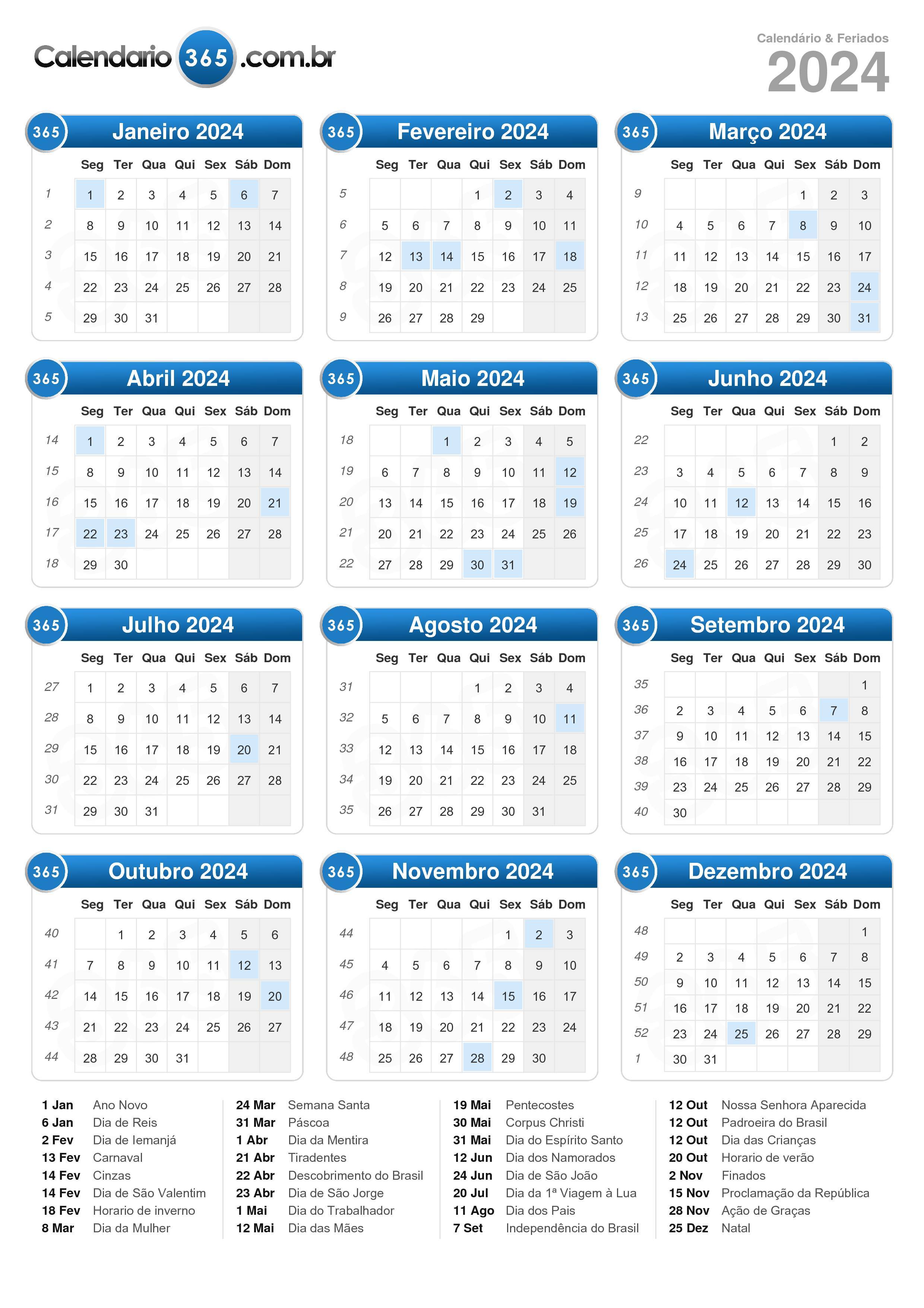 Excel Total Calendario 2024 Calendário 2024
