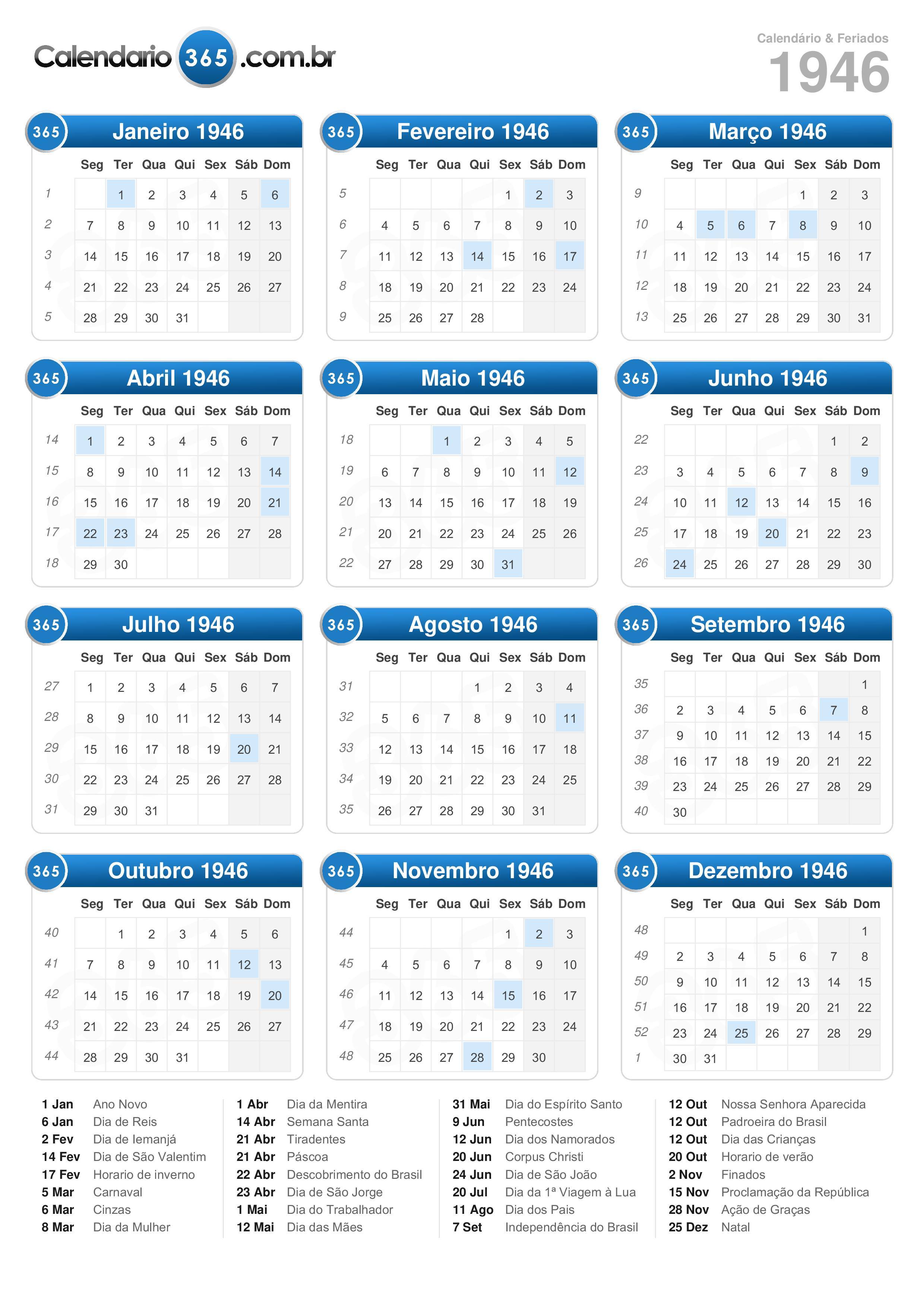 Calendário 1946