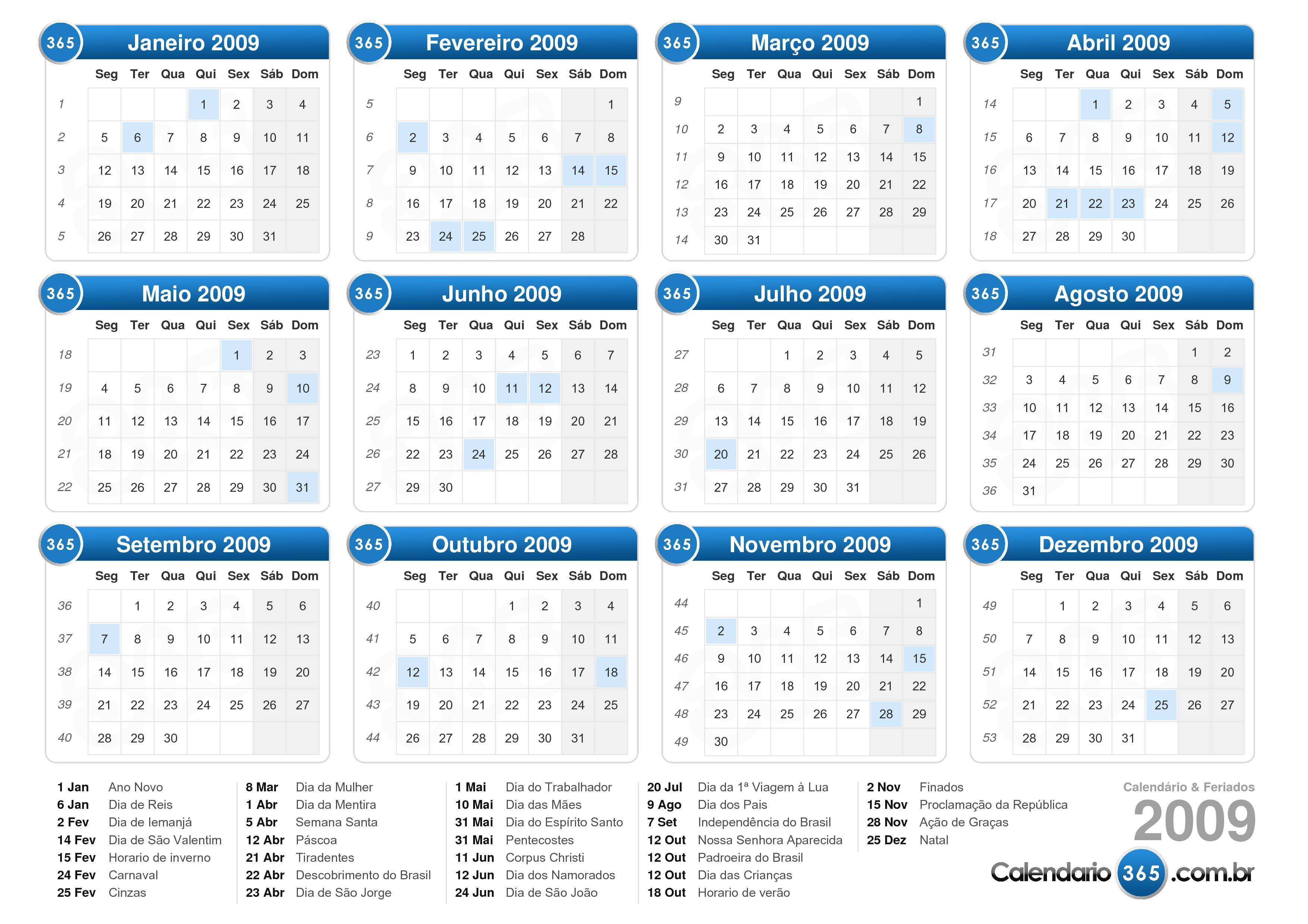 Calendário 2009