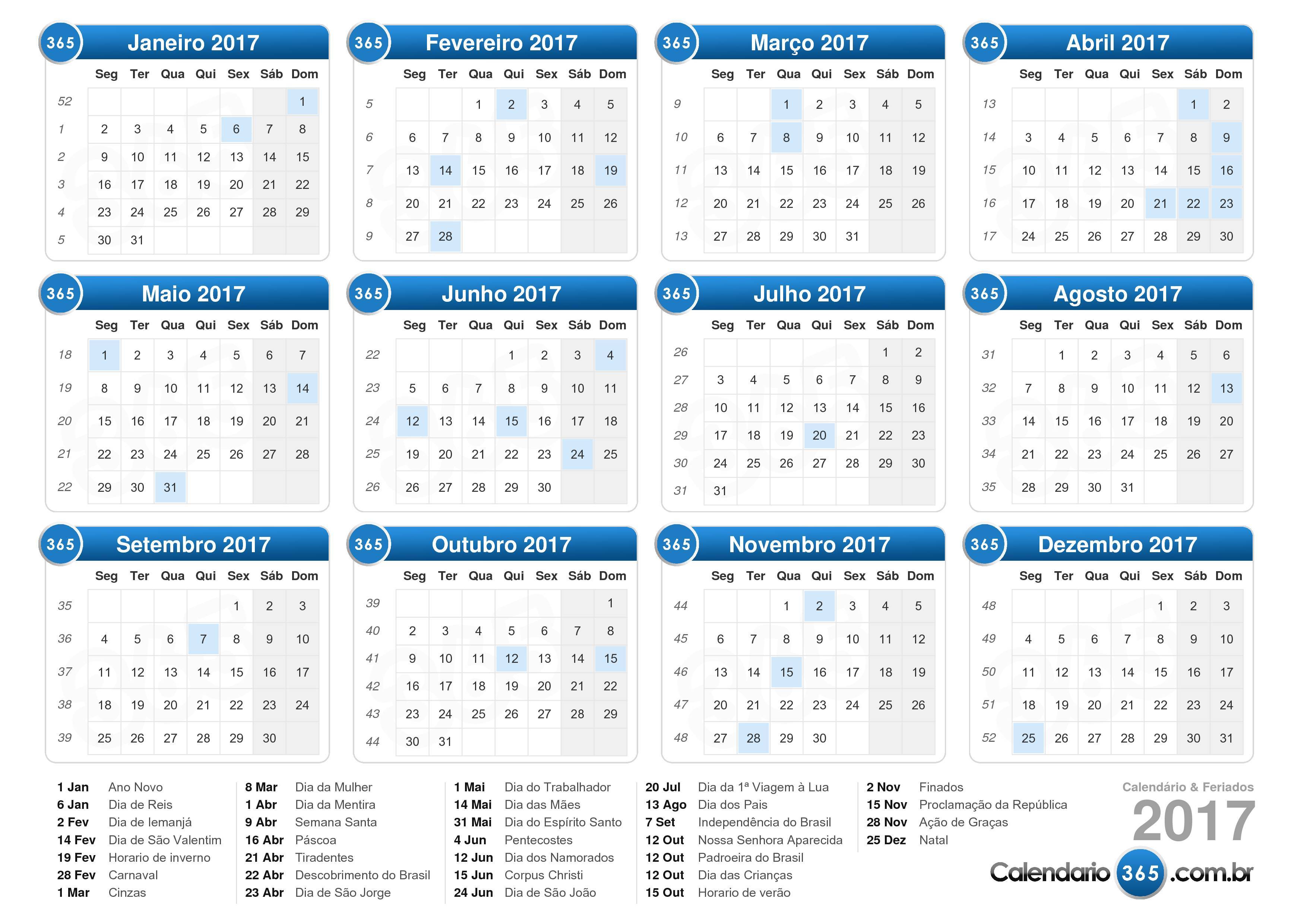 Calendario escolar 2017 con feriados para imprimir Calendario escolar 2017 con feriados para imprimir
