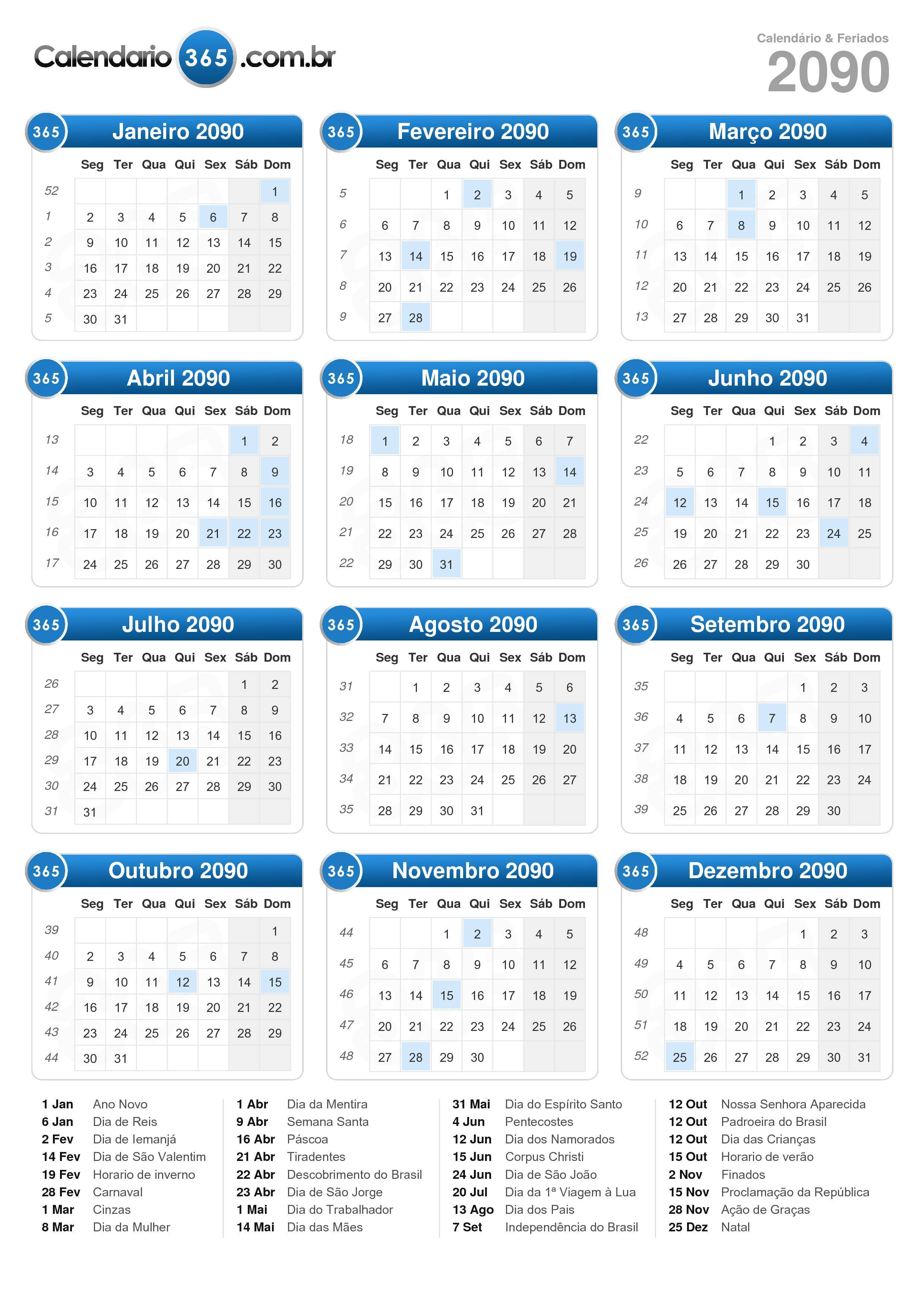 Calendário 2090